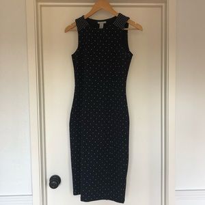 H&M dress size sm, navy blue with white polka dots